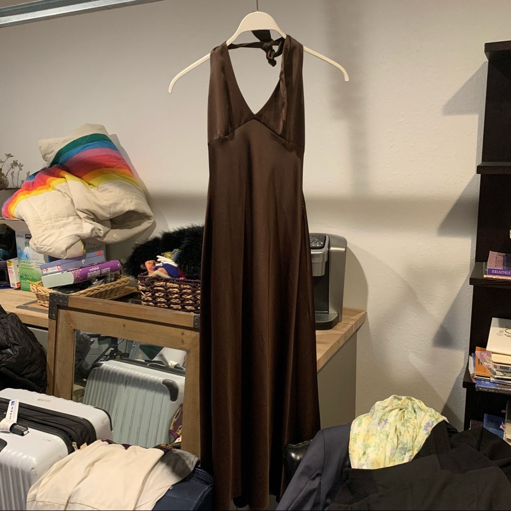 Satin brown dress